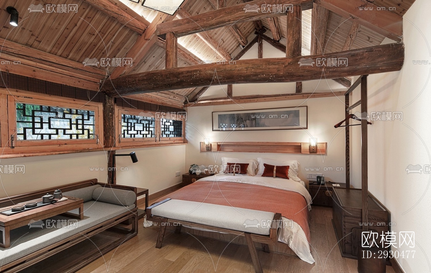 中式酒店民宿效果图下载（渲染图7）