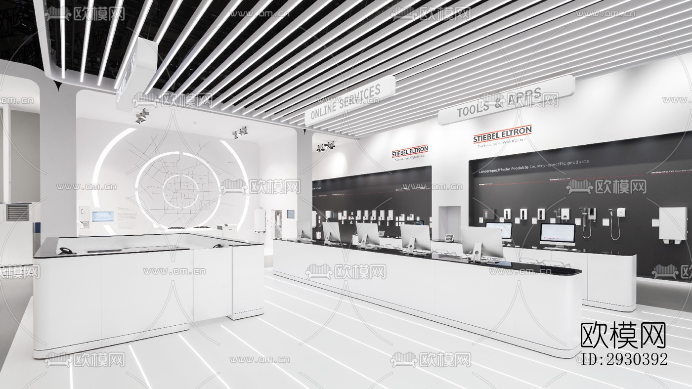 高级灰展览展厅效果图下载（渲染图1）