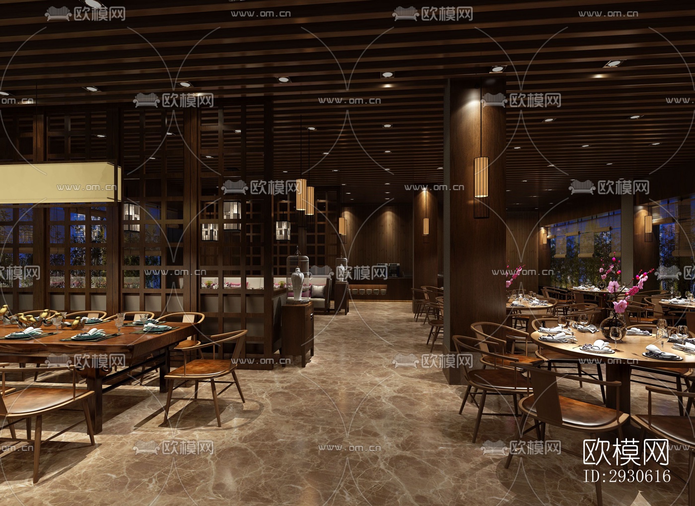 新中式酒店民宿效果图下载（渲染图12）