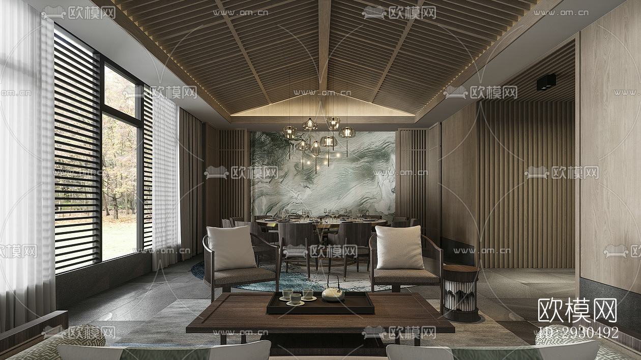 中式酒店民宿效果图下载（渲染图5）