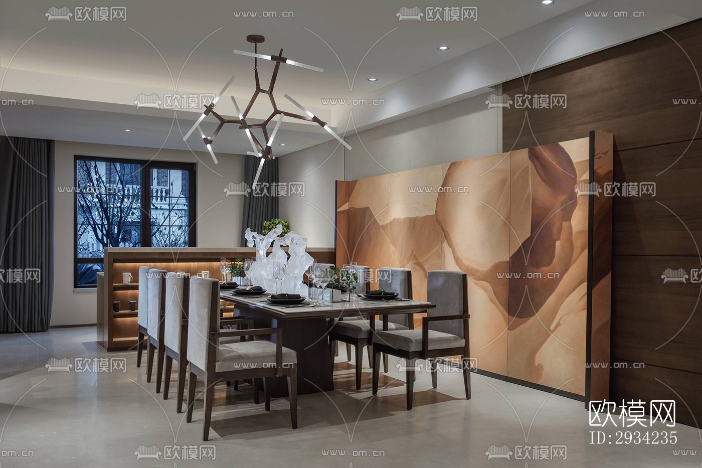 新中式复式效果图下载（渲染图2）