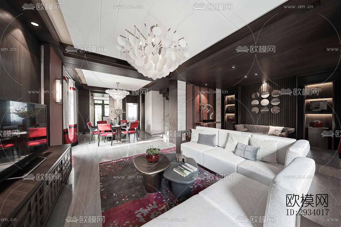 新中式别墅效果图下载（渲染图8）