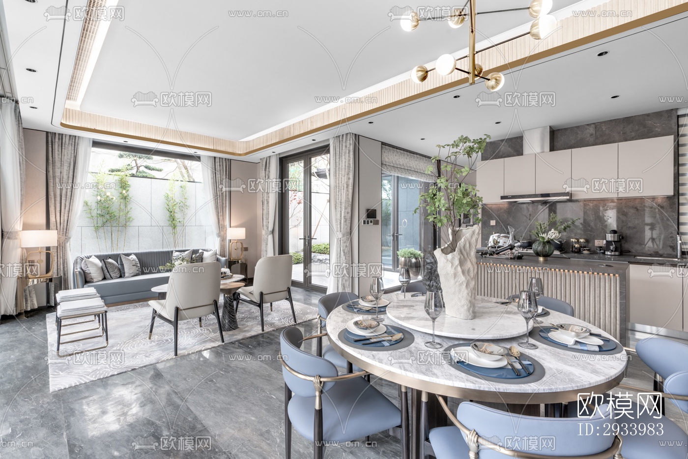 新中式别墅效果图下载（渲染图14）