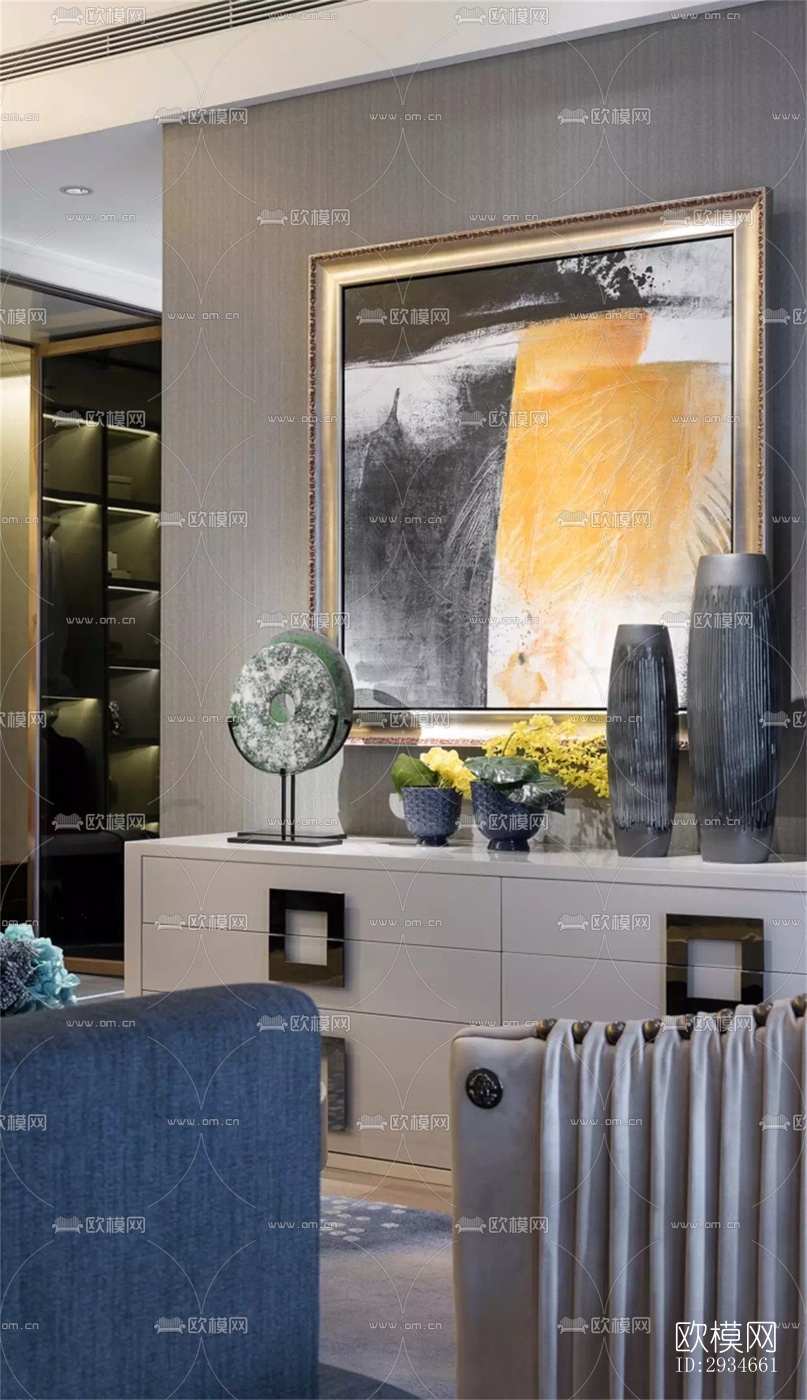 新中式平层效果图下载（渲染图12）