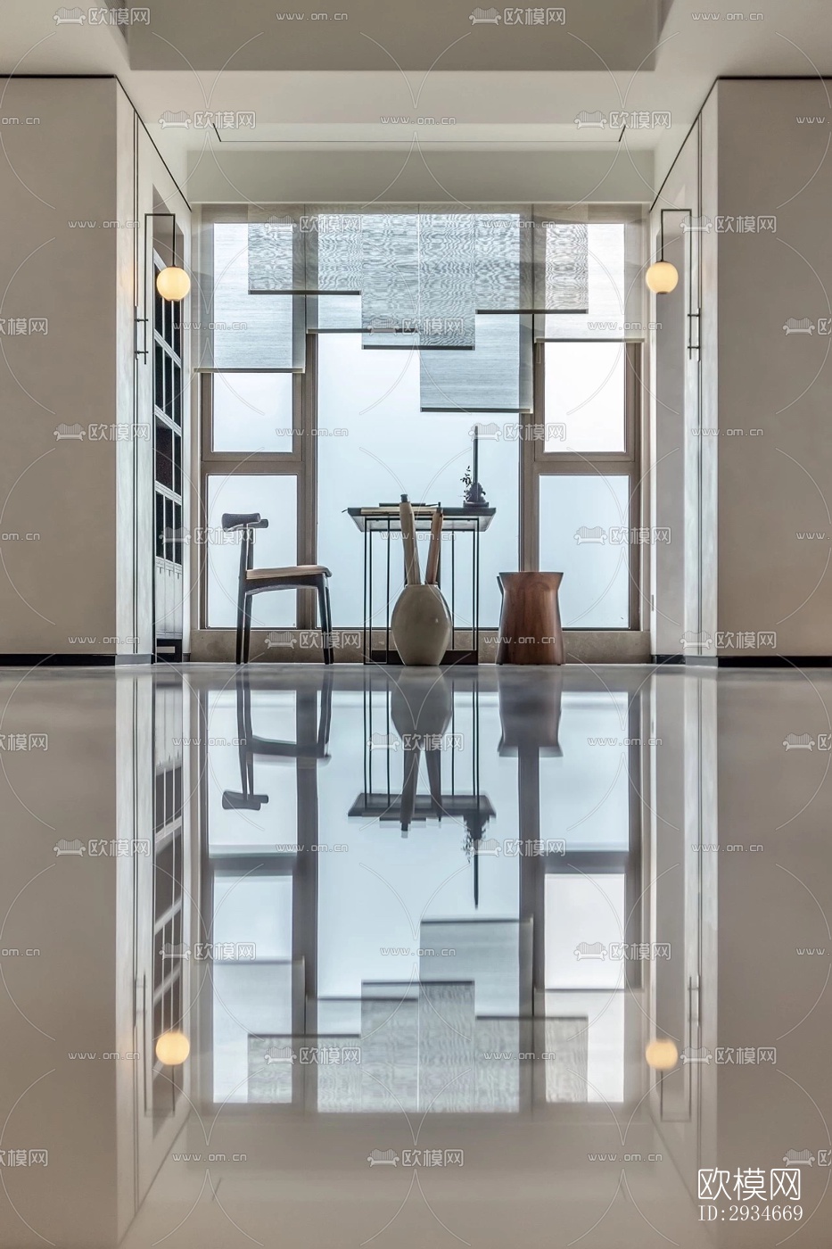 新中式平层效果图下载（渲染图3）