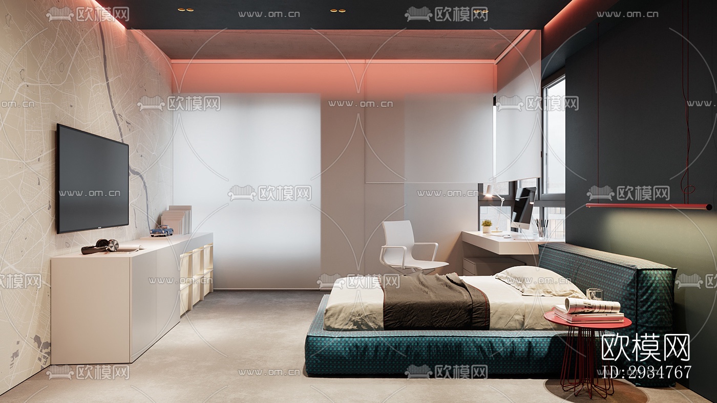 现代平层效果图下载（渲染图11）