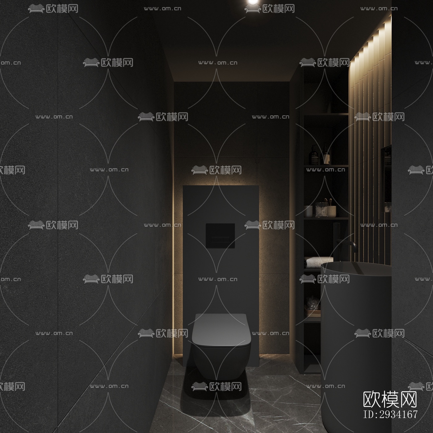 高级灰别墅效果图下载（渲染图13）