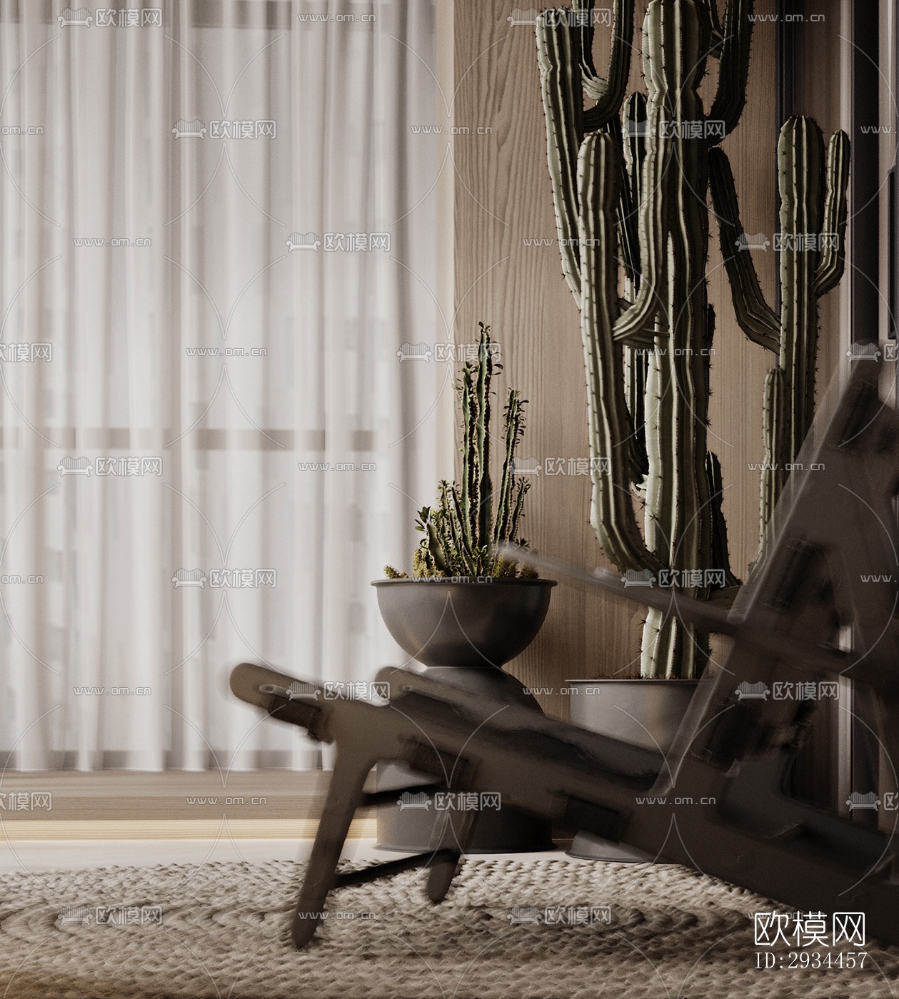 奶油风平层效果图下载（渲染图9）