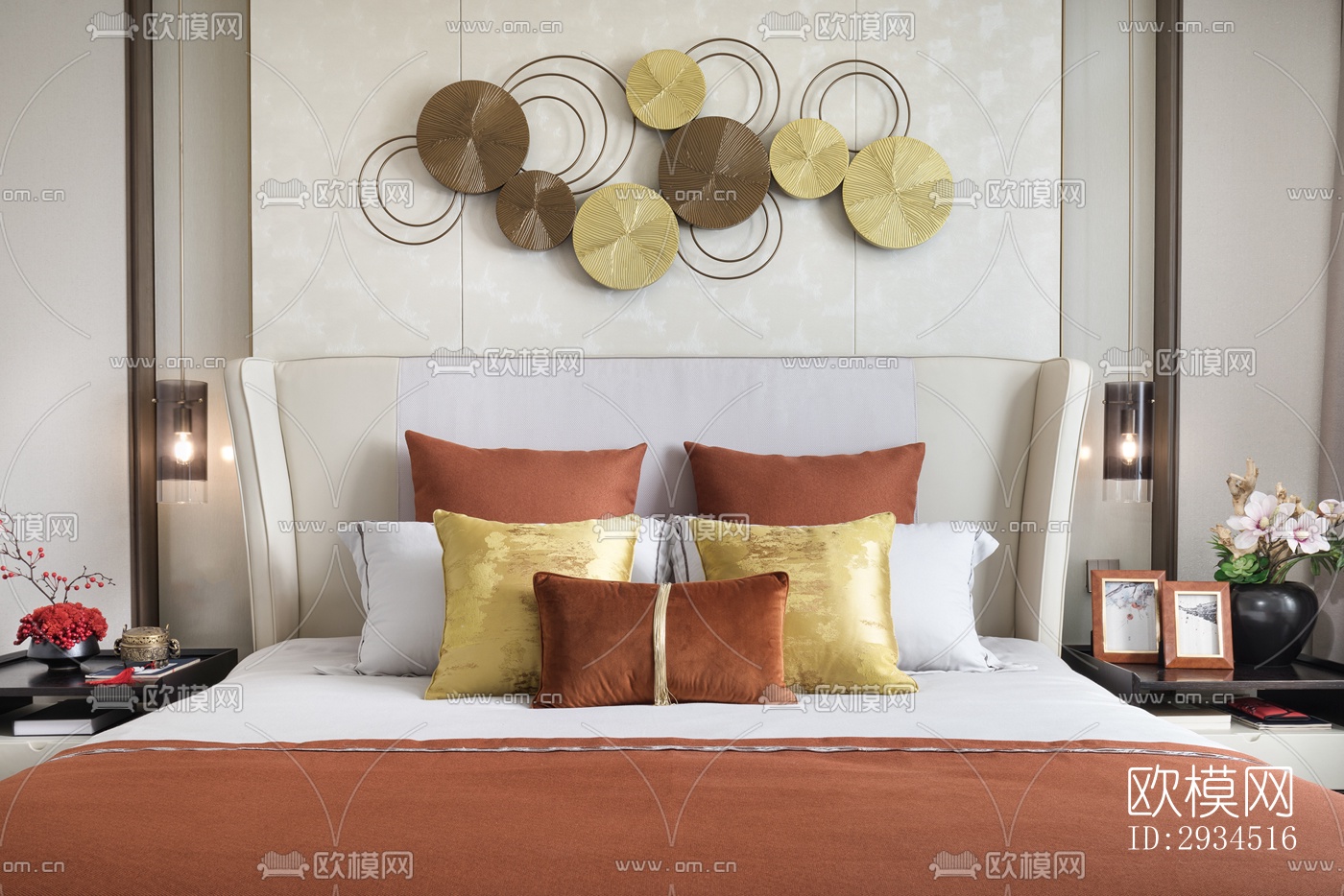 新中式平层效果图下载（渲染图3）