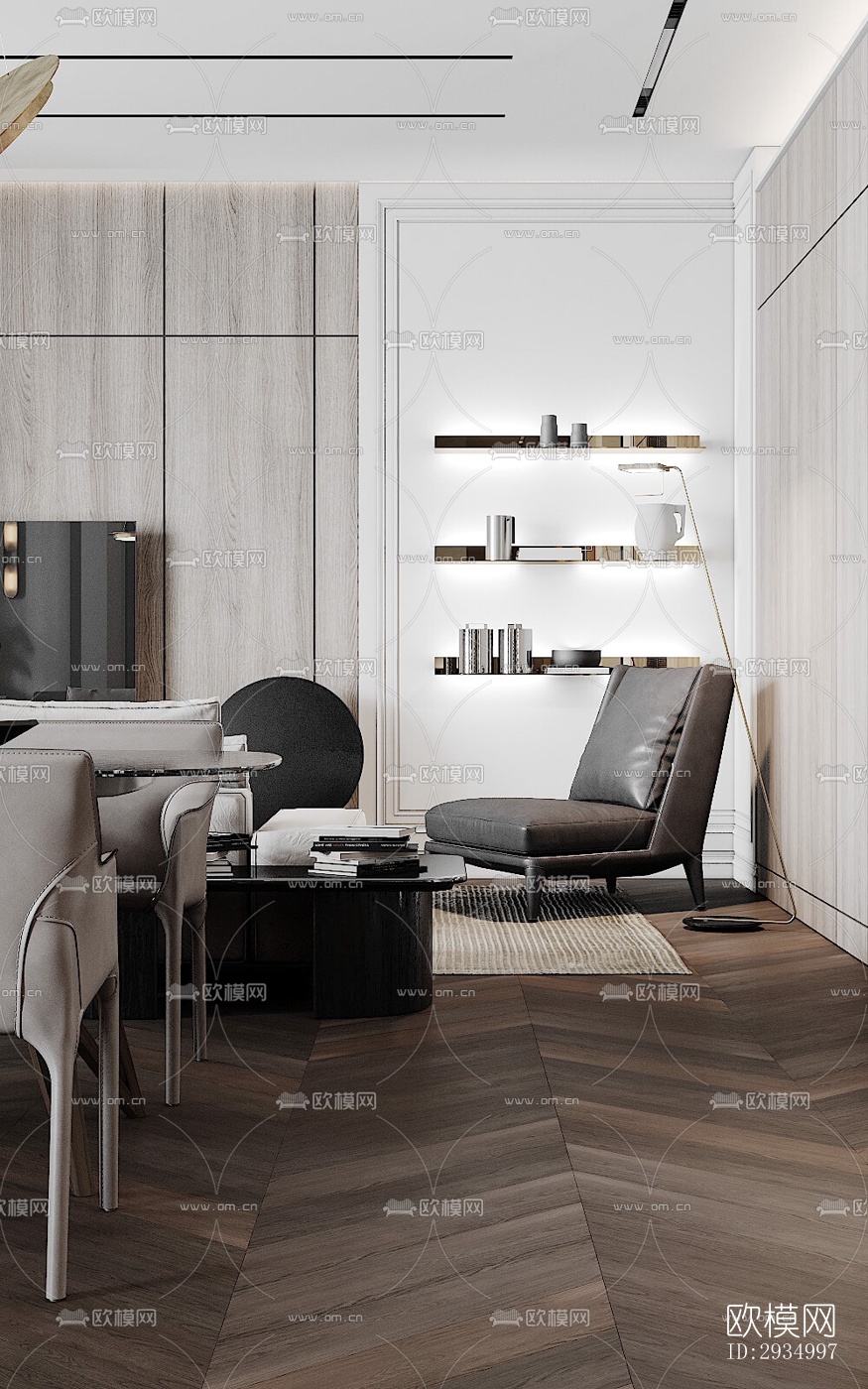 现代平层效果图下载（渲染图6）