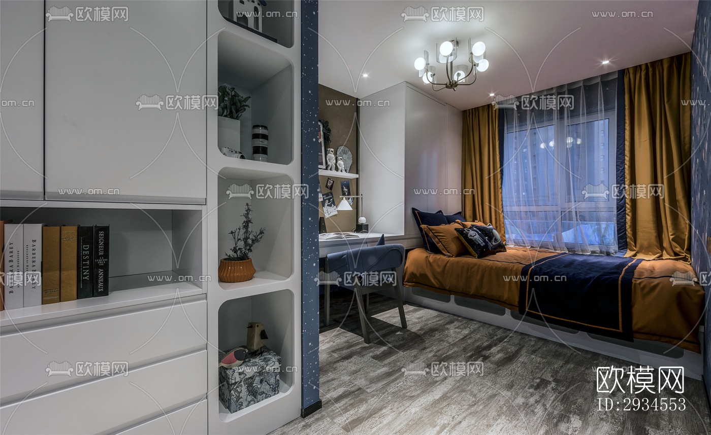 新中式平层效果图下载（渲染图15）