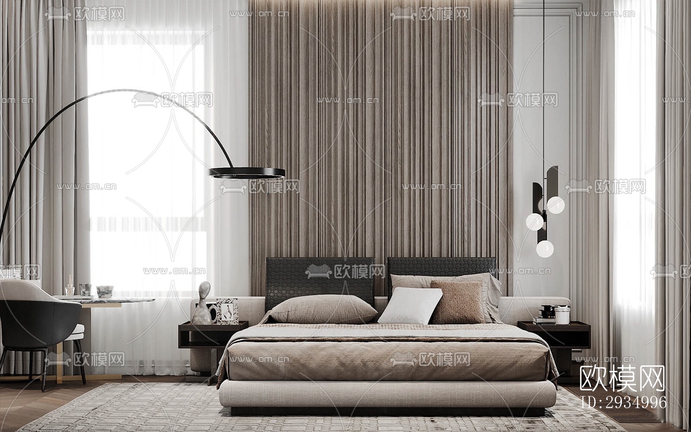 现代平层效果图下载（渲染图10）