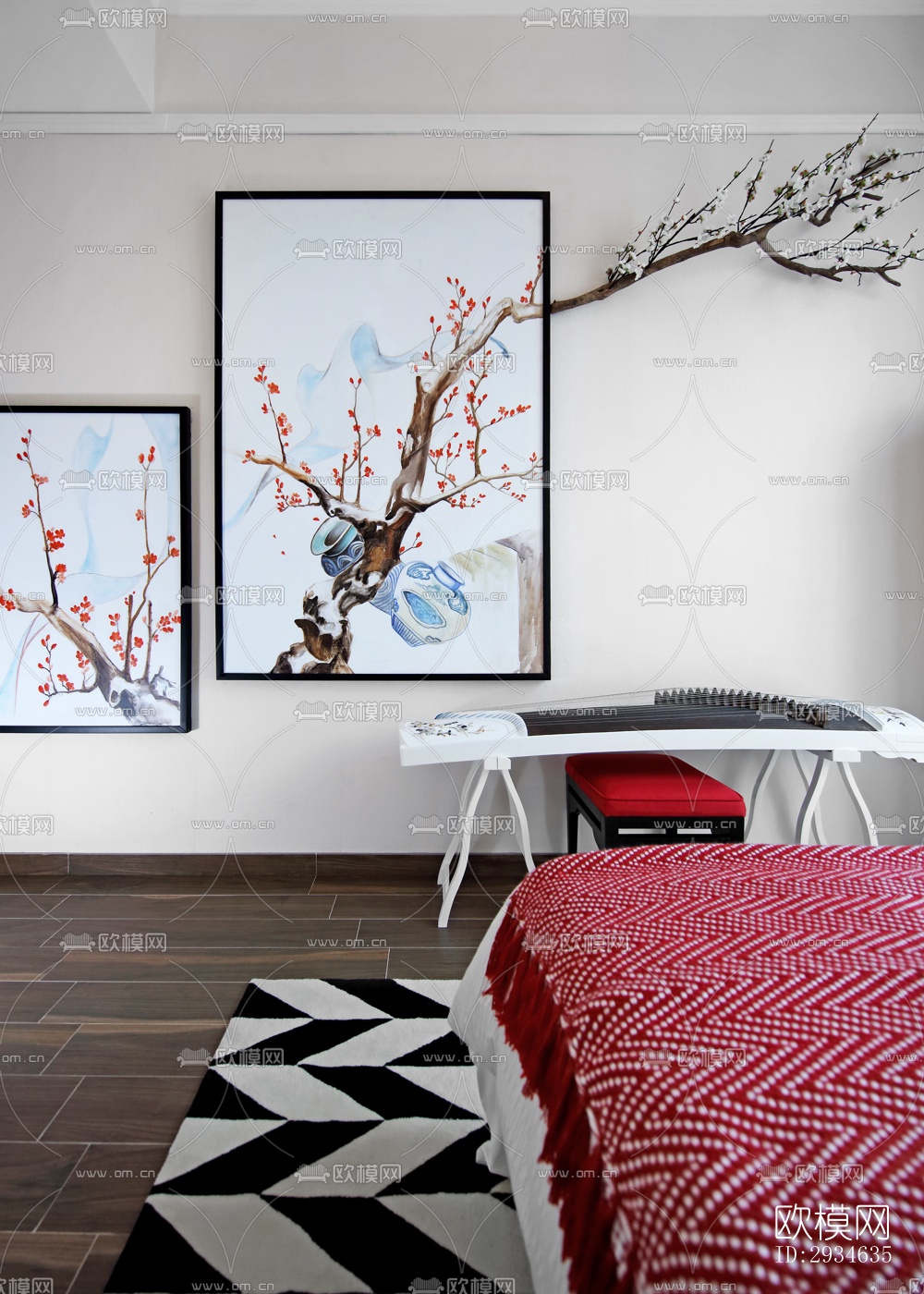 新中式平层效果图下载（渲染图19）