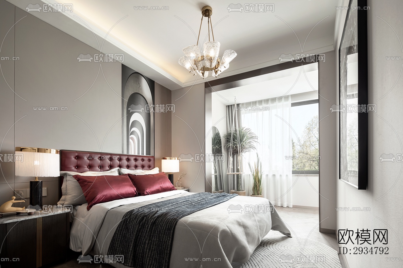 现代平层效果图下载（渲染图1）