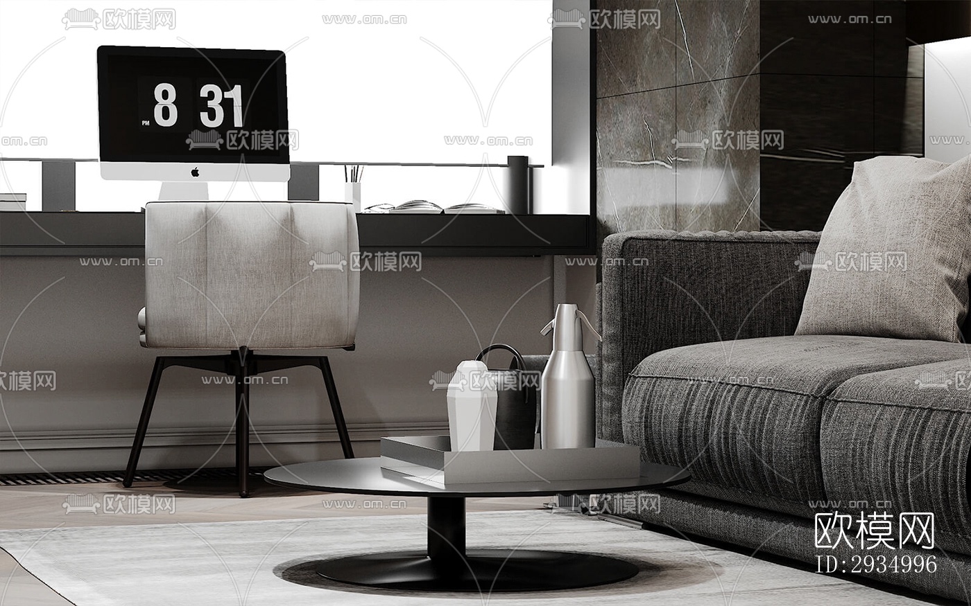 现代平层效果图下载（渲染图8）