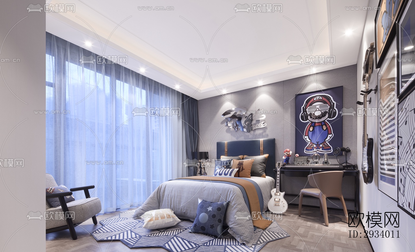 新中式别墅效果图下载（渲染图8）