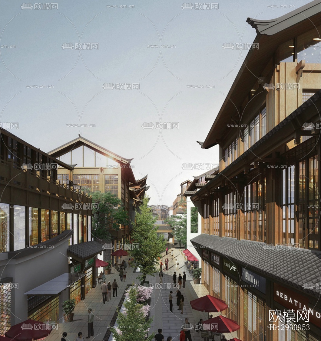 新中式别墅效果图下载（渲染图7）