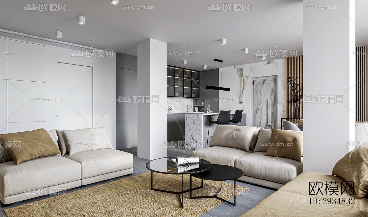 现代平层效果图下载（渲染图18）