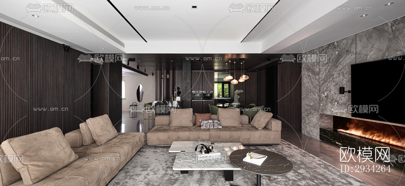 现代复式效果图下载（渲染图12）