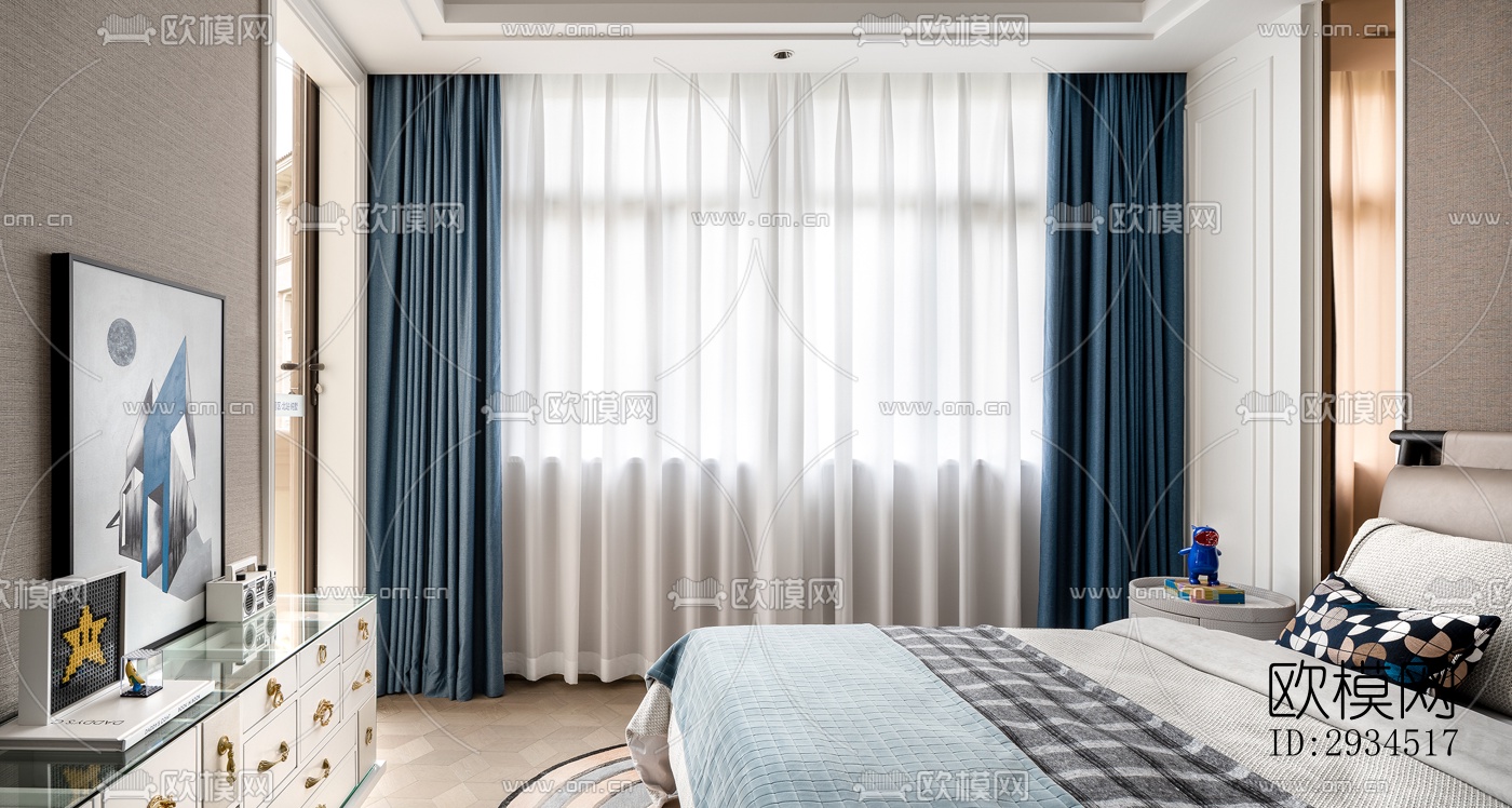 新中式平层效果图下载（渲染图8）