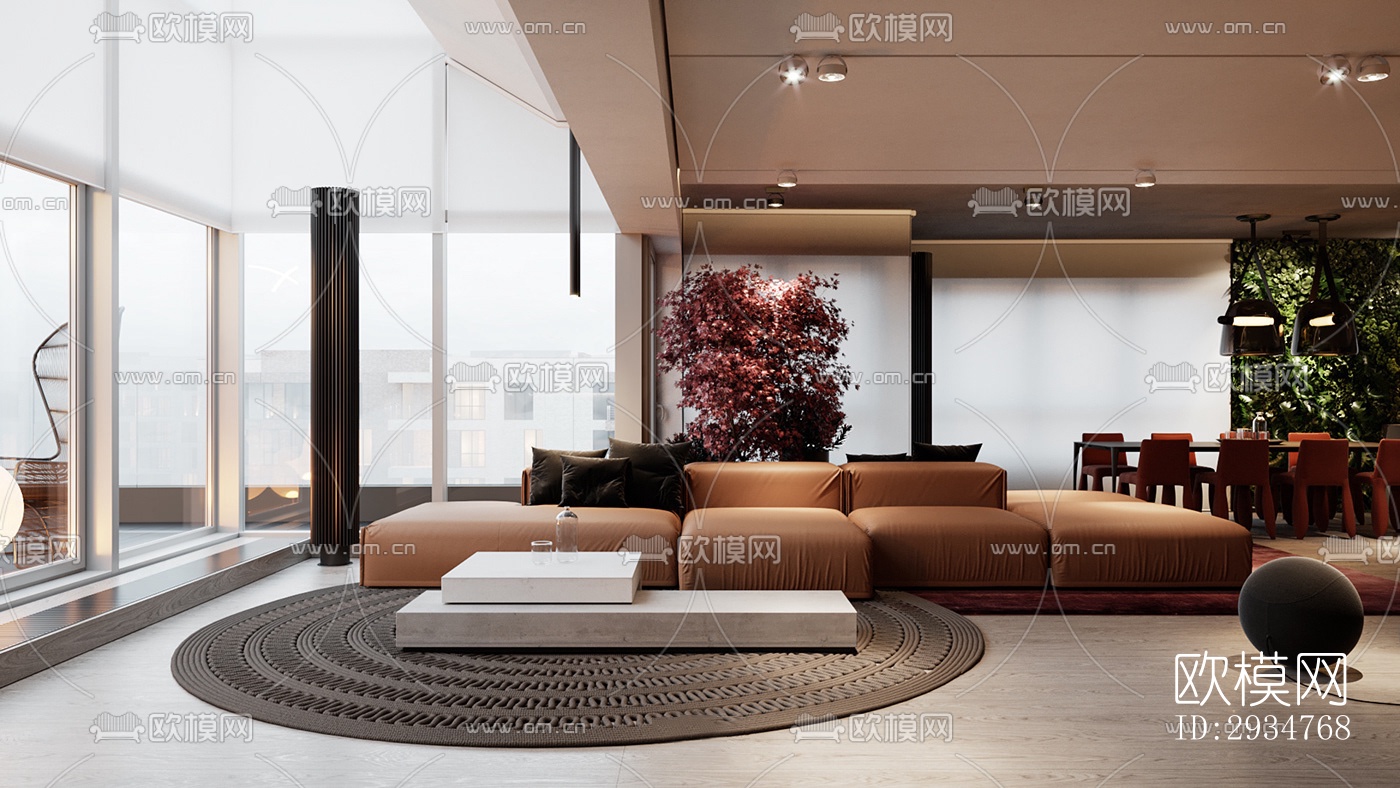 现代平层效果图下载（渲染图5）