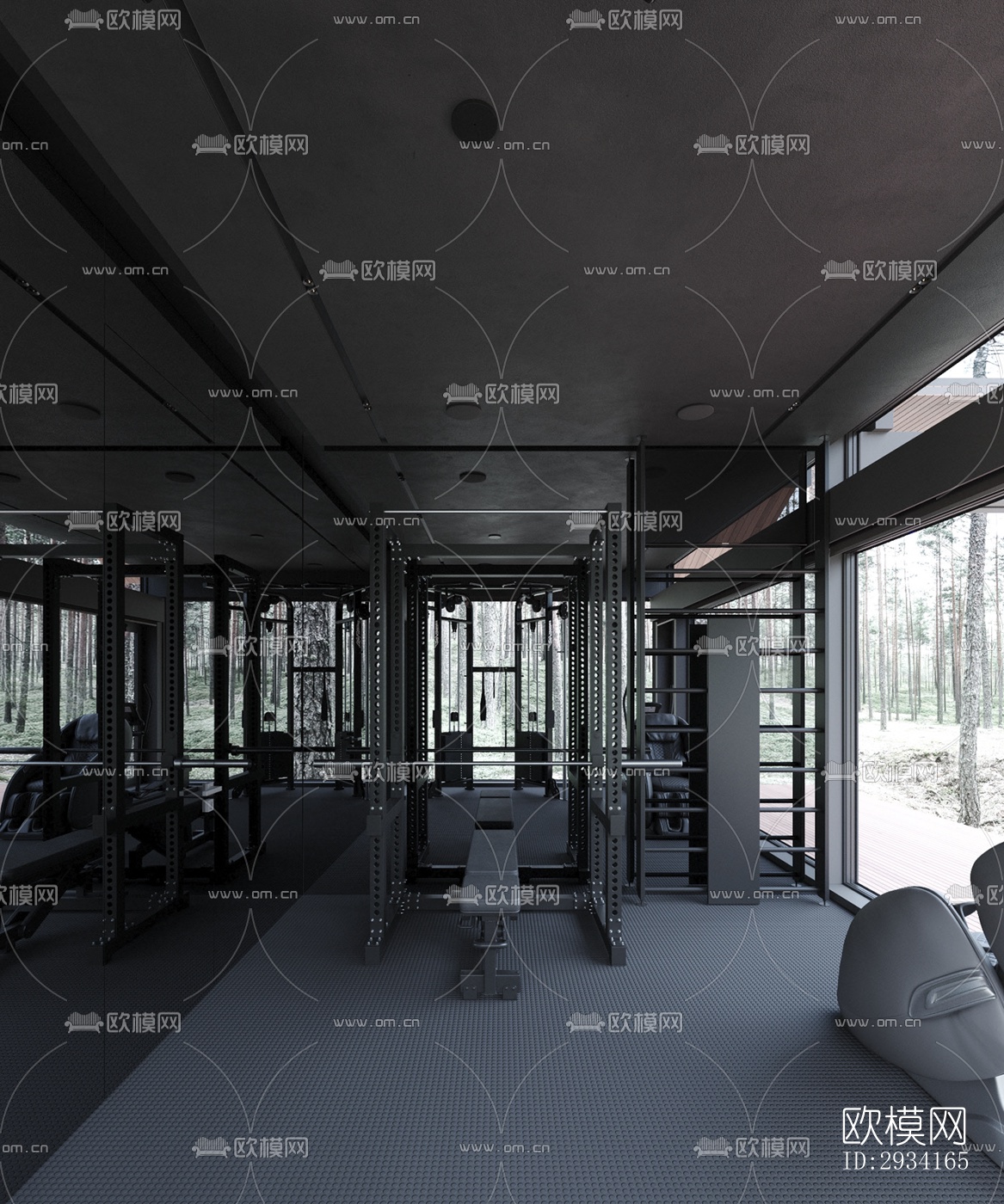 高级灰别墅效果图下载（渲染图10）