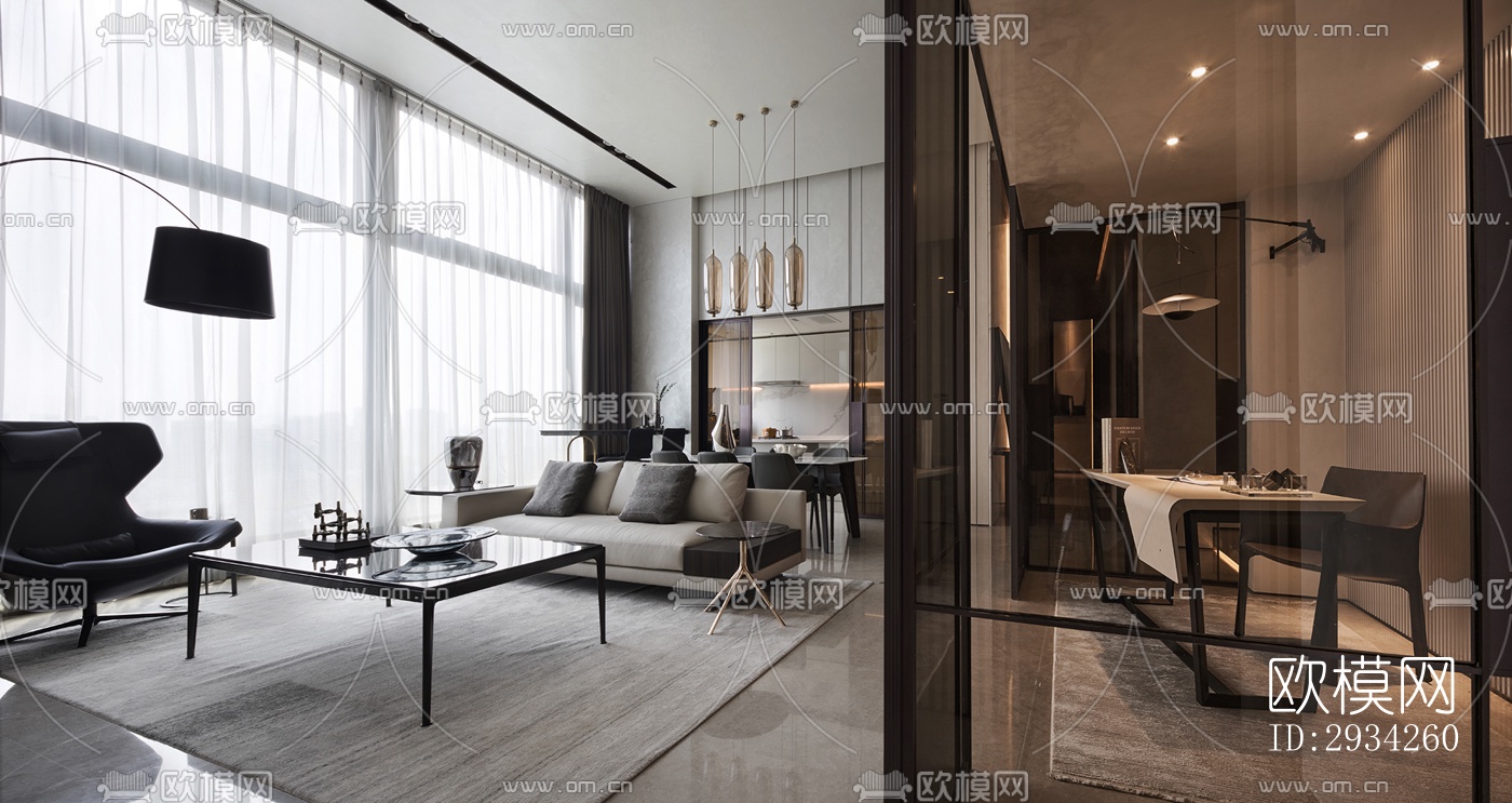 现代复式效果图下载（渲染图1）