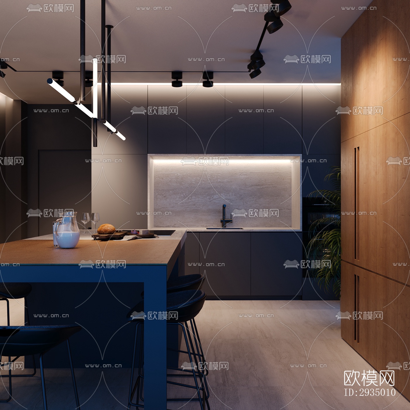 现代平层效果图下载（渲染图11）