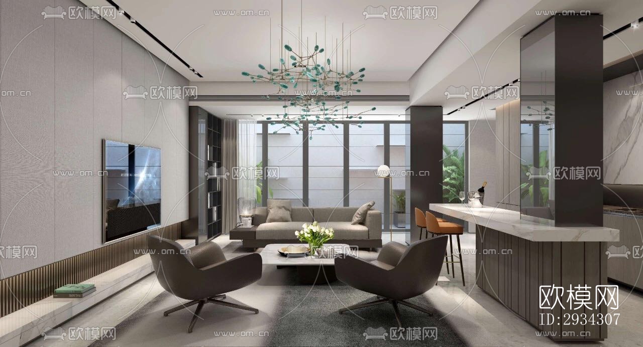 现代复式效果图下载（渲染图18）