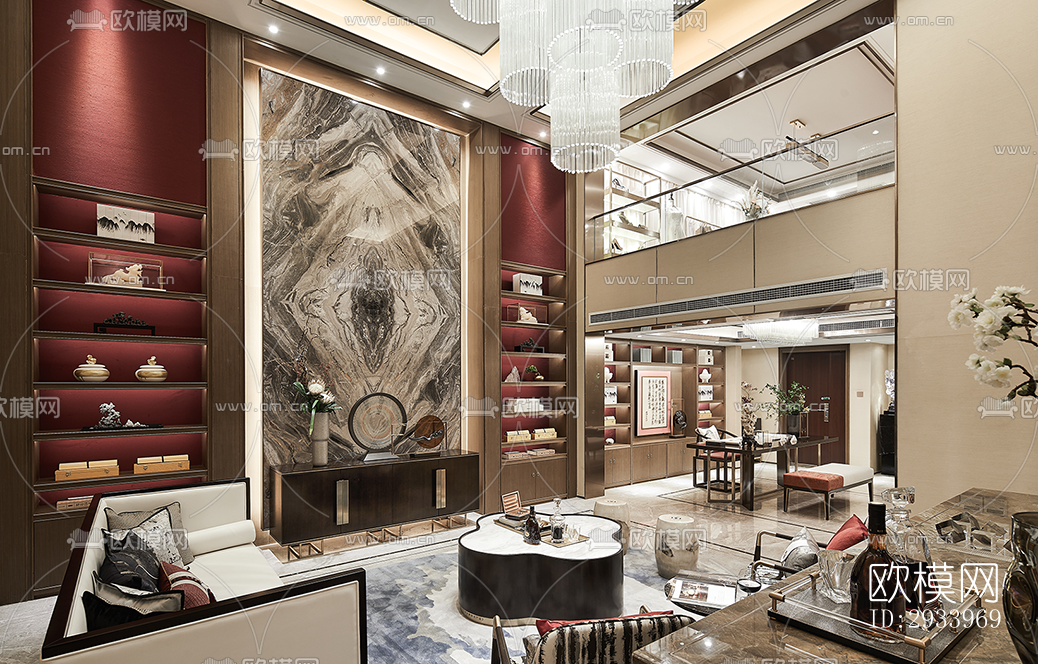 新中式别墅效果图下载（渲染图9）