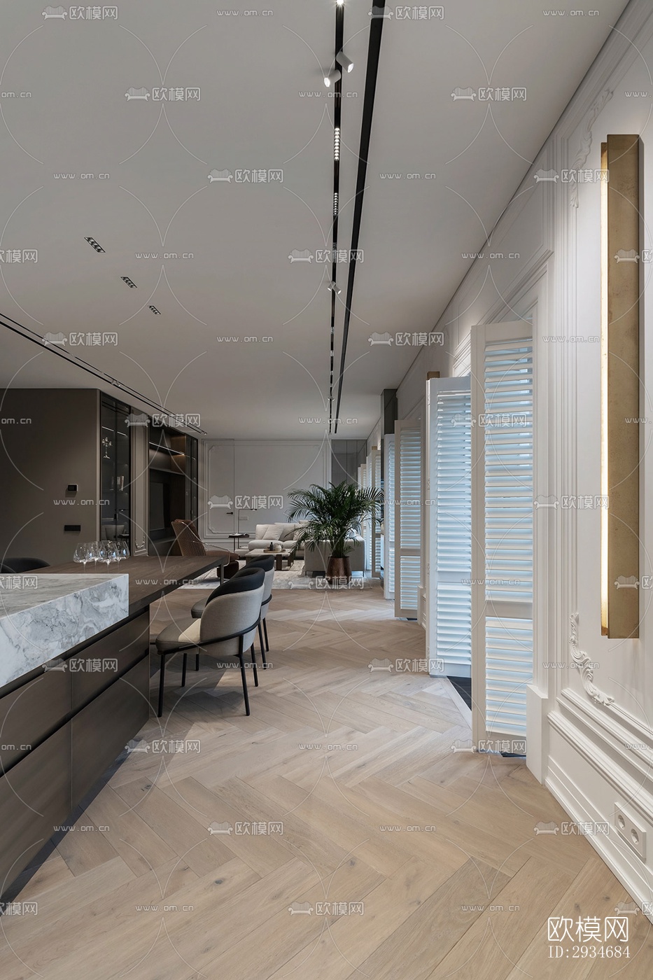 欧式平层效果图下载（渲染图7）