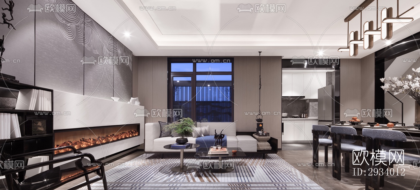 新中式别墅效果图下载（渲染图7）