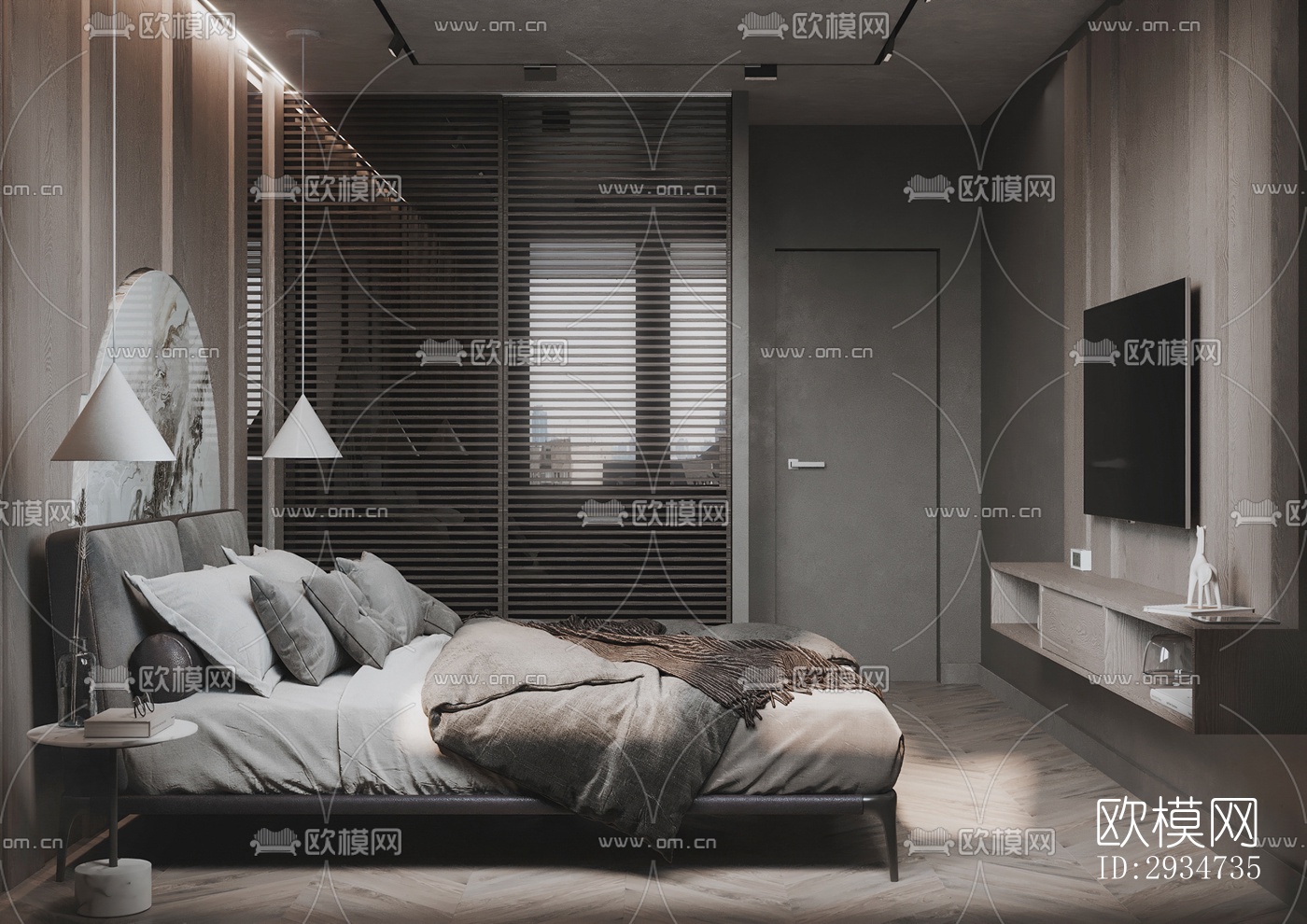 现代平层效果图下载（渲染图6）