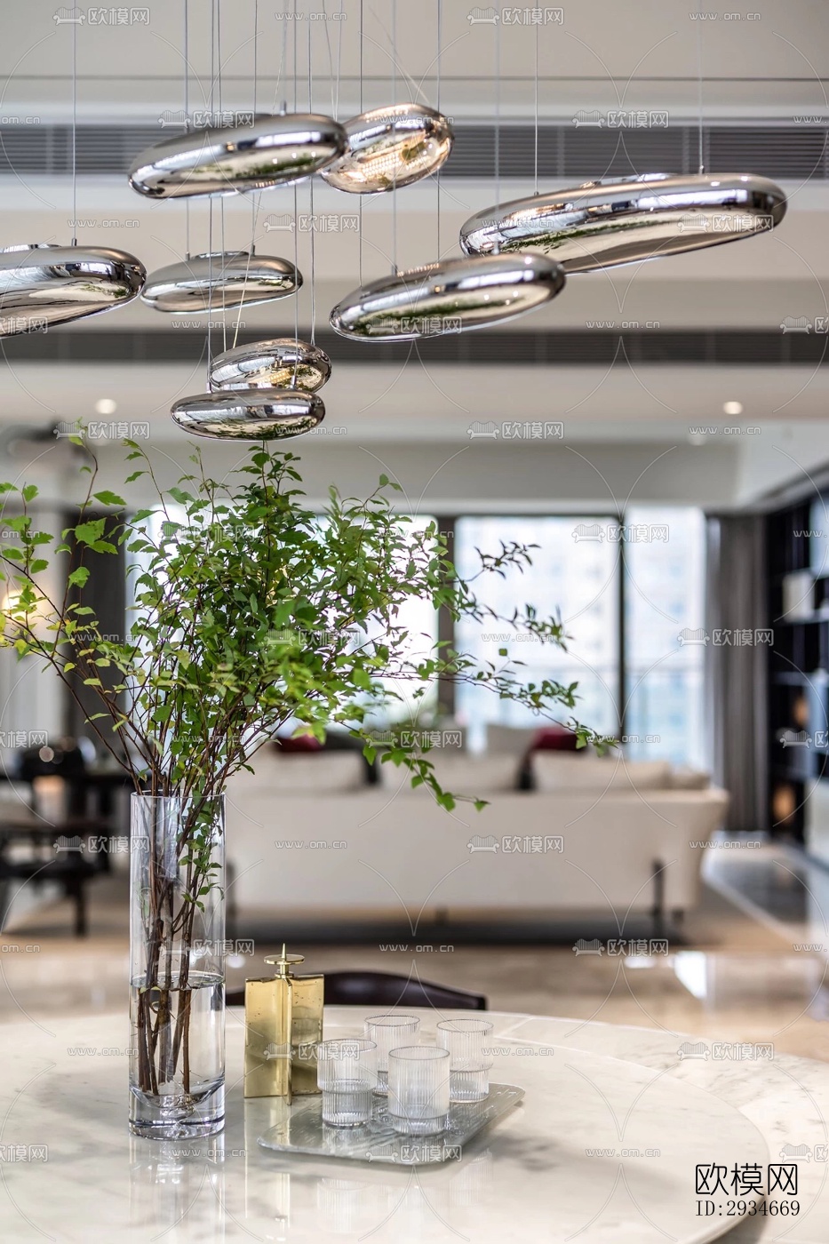 新中式平层效果图下载（渲染图2）