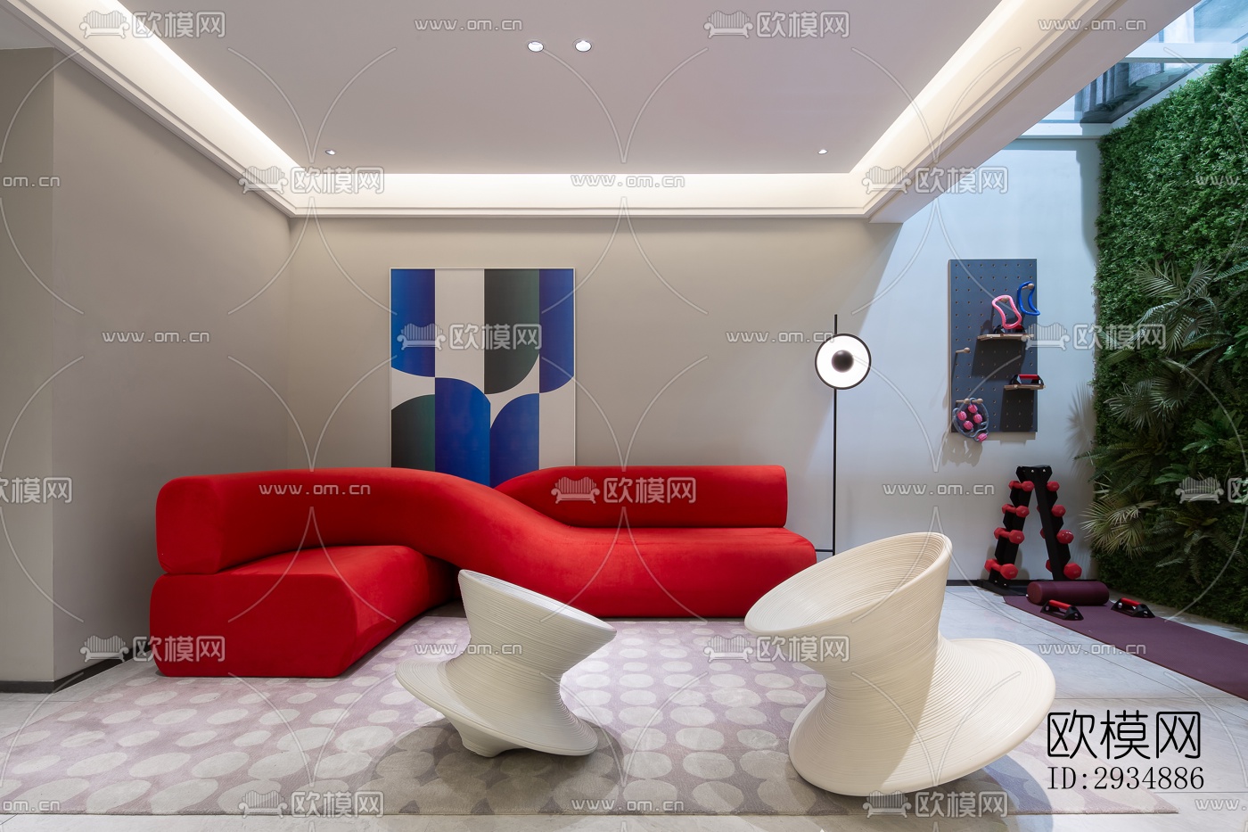 现代平层效果图下载（渲染图4）