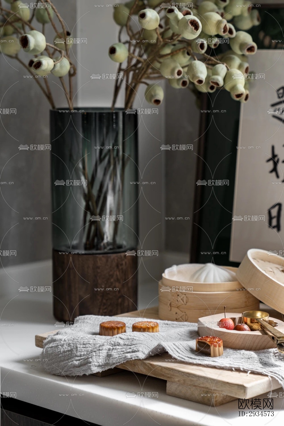 新中式平层效果图下载（渲染图8）