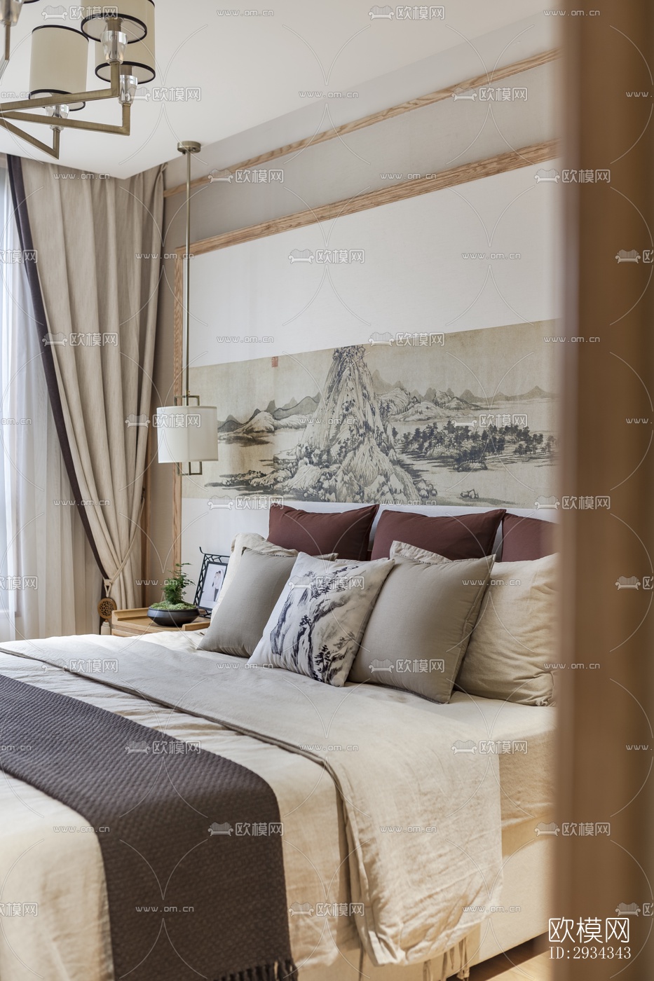 中式平层效果图下载（渲染图14）