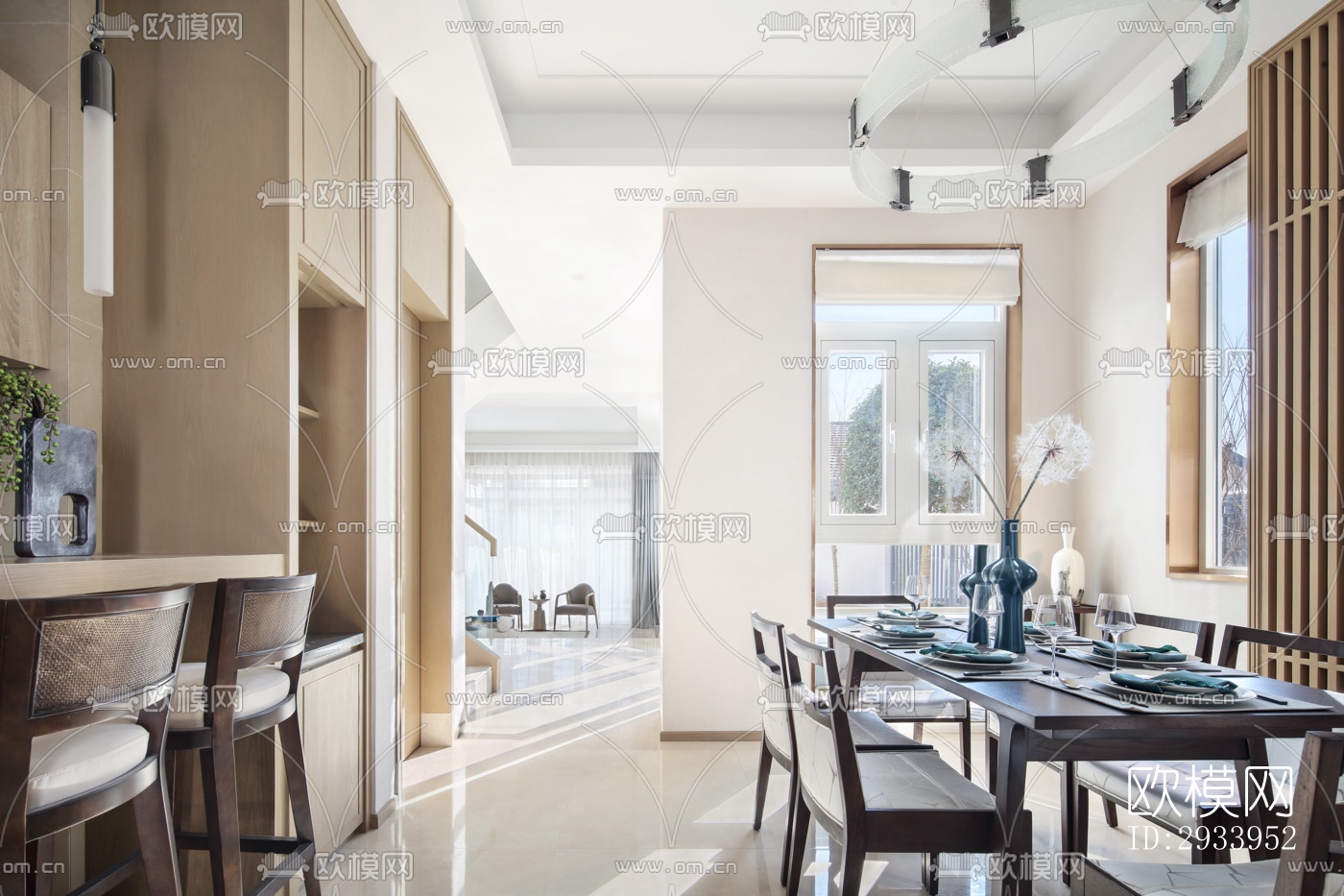 新中式别墅效果图下载（渲染图4）