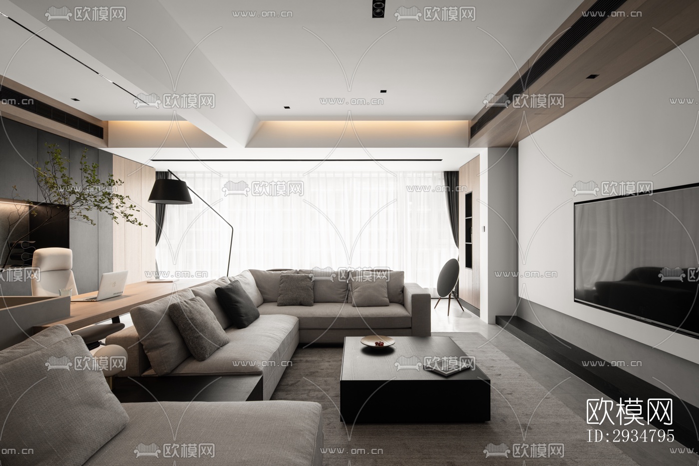 现代平层效果图下载（渲染图15）