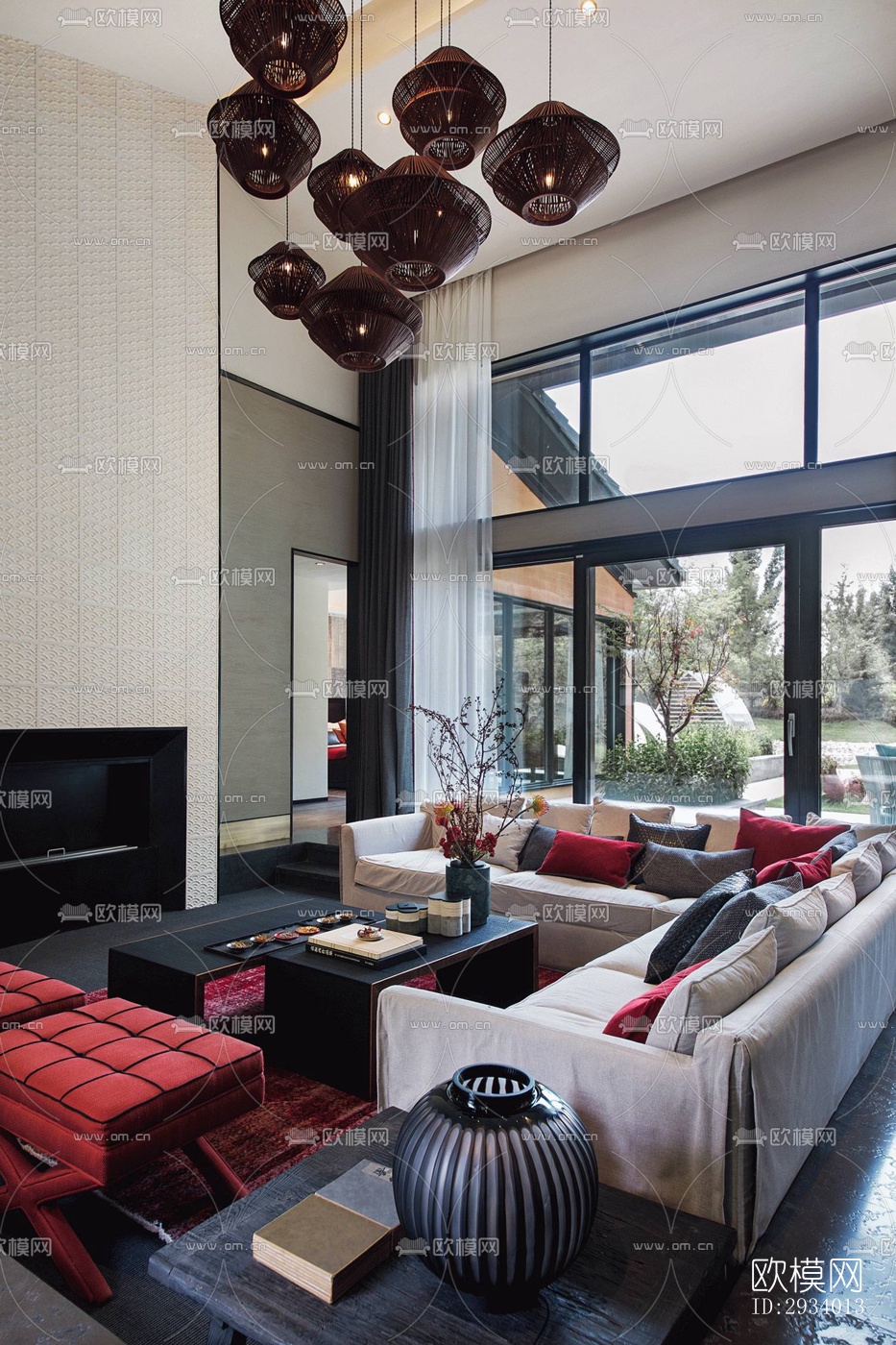 新中式别墅效果图下载（渲染图4）