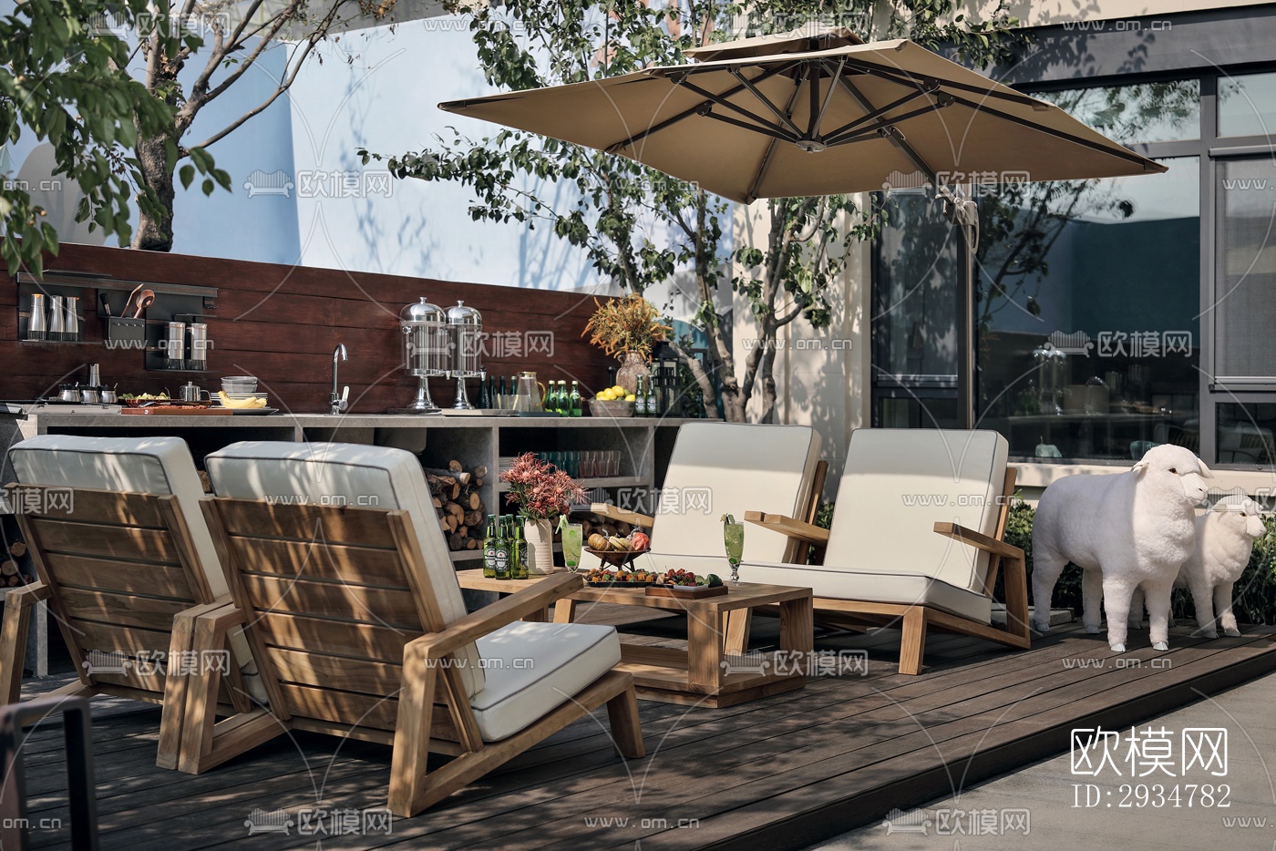 现代平层效果图下载（渲染图20）