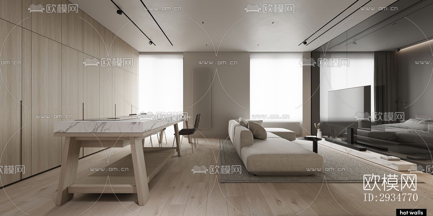 现代平层效果图下载（渲染图2）