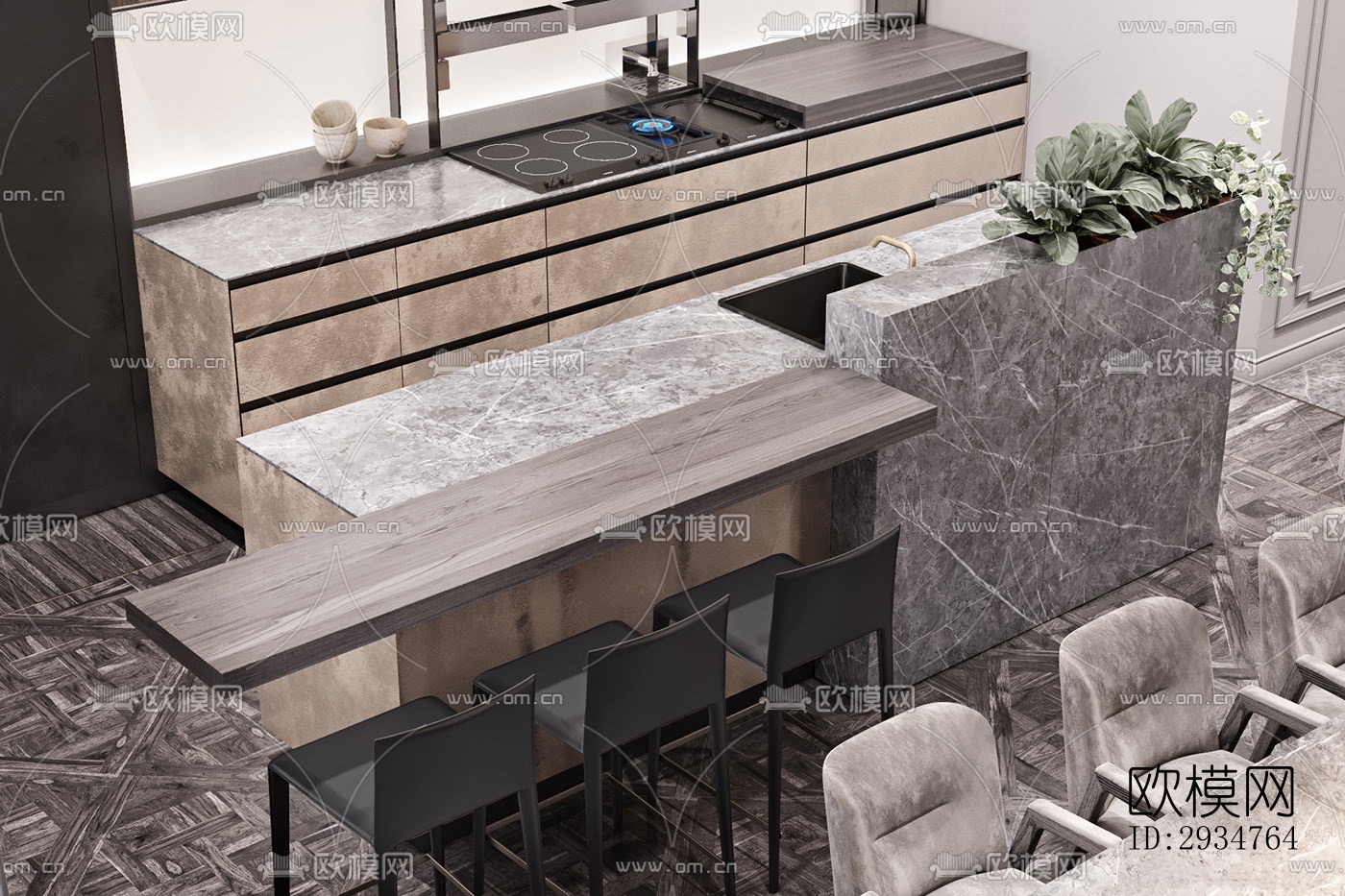 现代平层效果图下载（渲染图2）