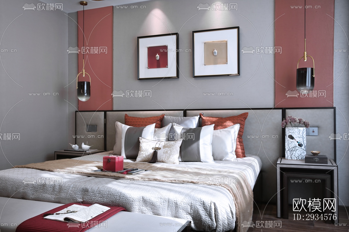 新中式平层效果图下载（渲染图18）