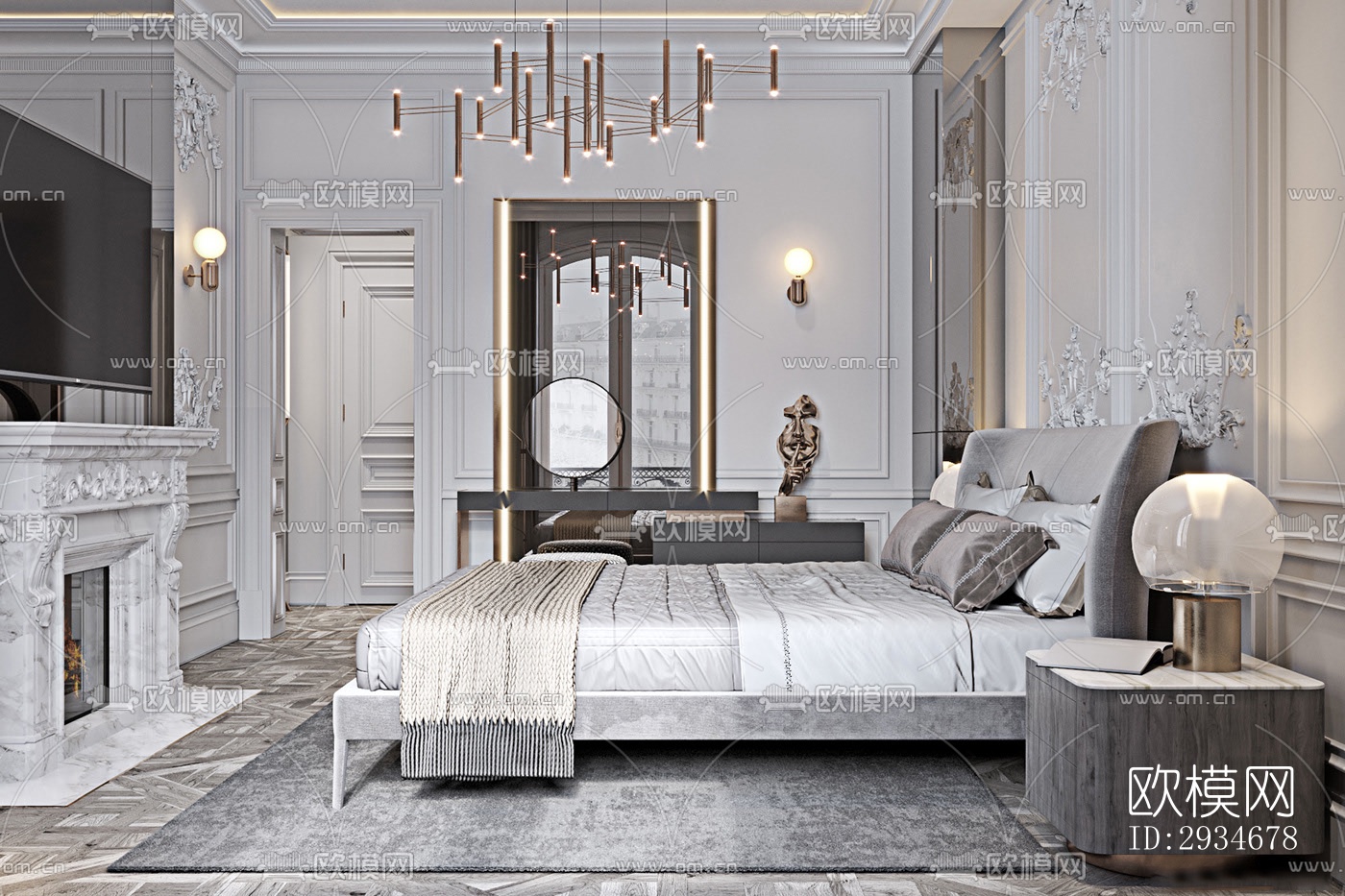 欧式平层效果图下载（渲染图12）