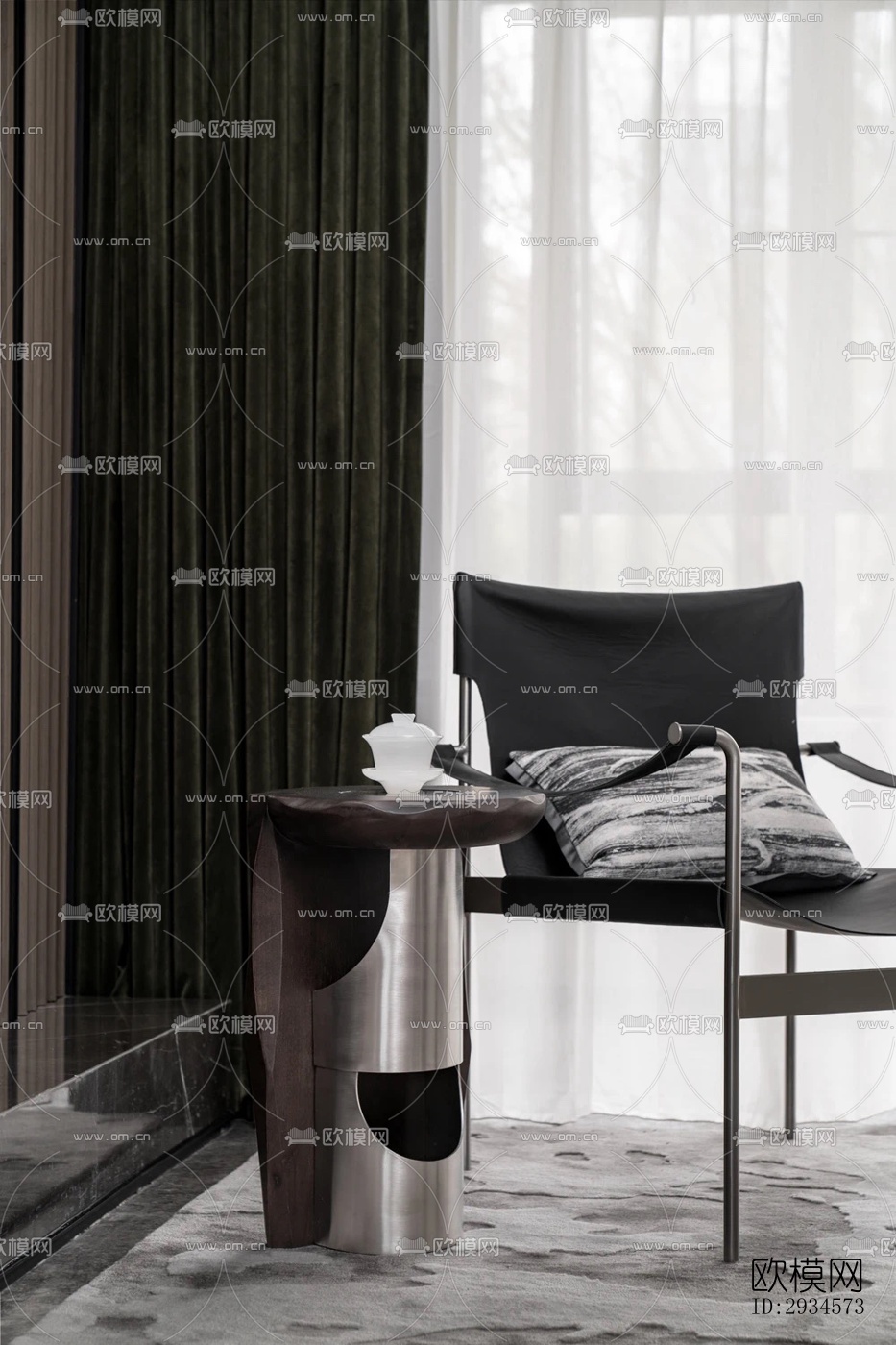 新中式平层效果图下载（渲染图15）