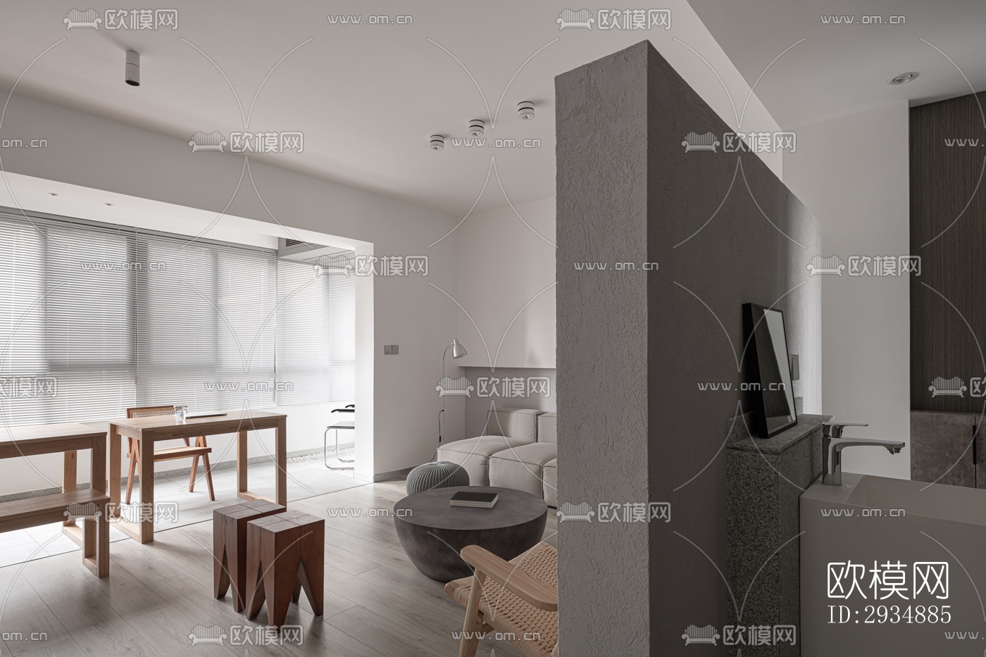 现代平层效果图下载（渲染图5）