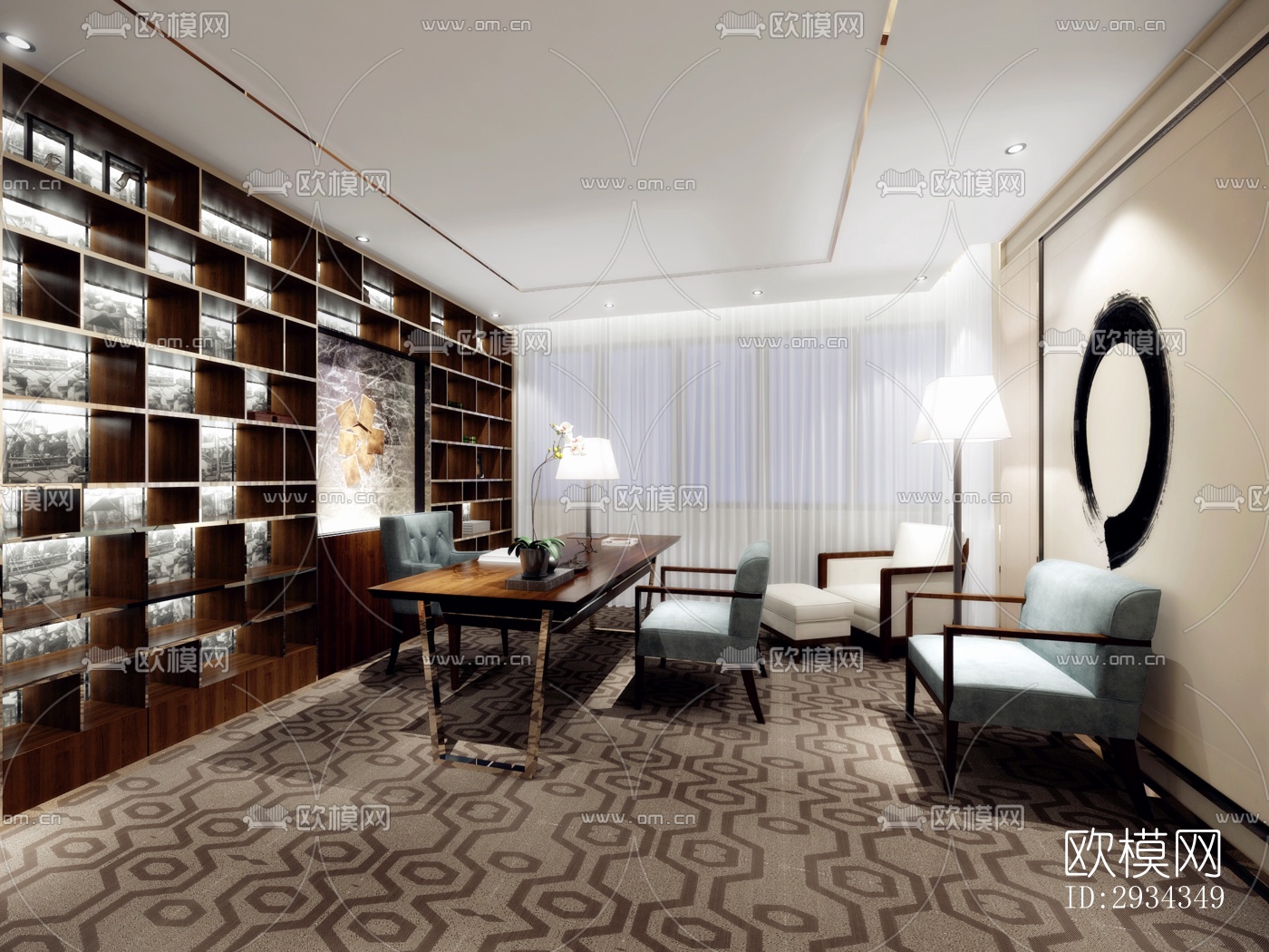 中式平层效果图下载（渲染图5）