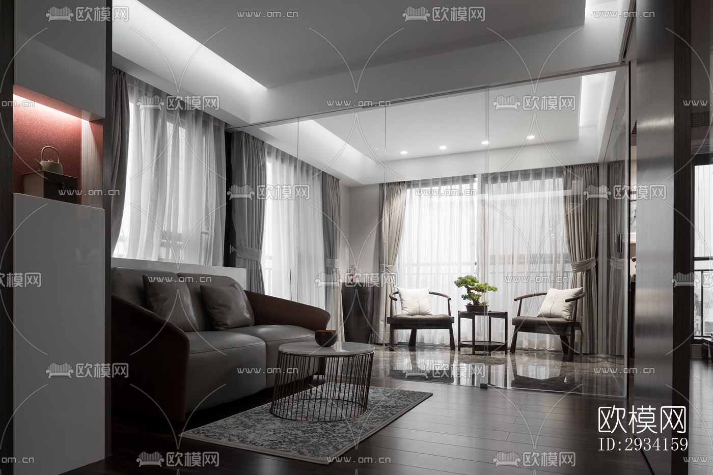 高级灰别墅效果图下载（渲染图18）