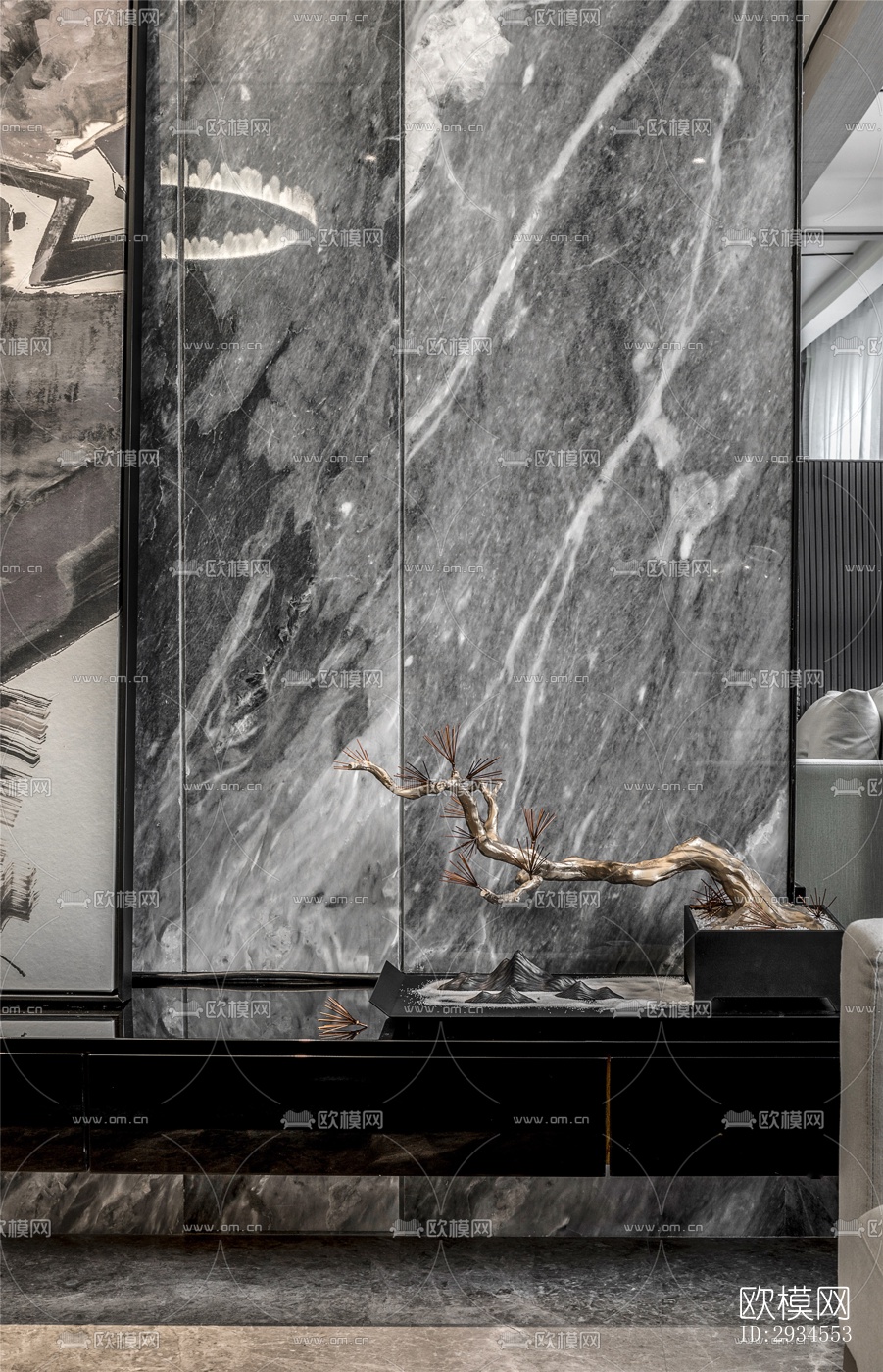 新中式平层效果图下载（渲染图20）